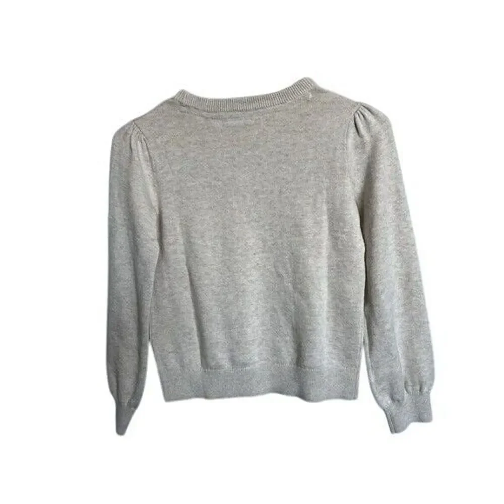 Gap Kids Beige Puff Sleeve Crewneck Sweater M (8) Cotton Blend Casual Girls Top